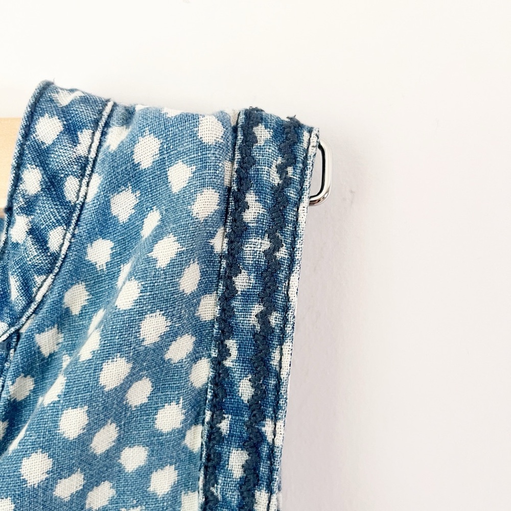 Hei Hei Anthropologie Romper Blue Polka Dot Linen Sleeveless Button Front Small - Picture 4 of 8